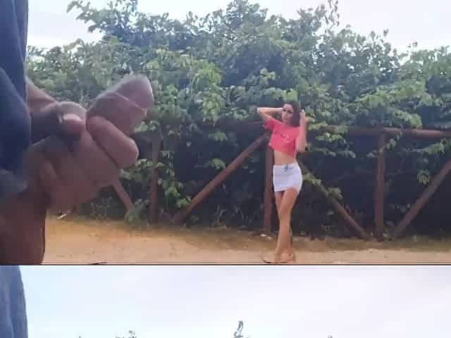 Risky masturbation in public in the park with a hard-on for a stranger!