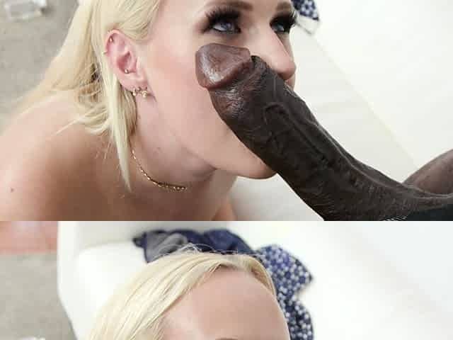 POV blowjob for big cock from blonde MILF