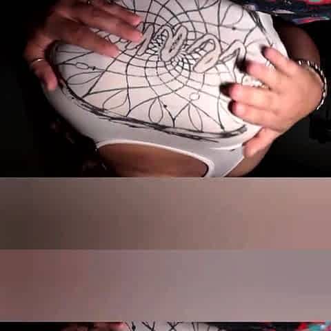 Big-Tit Tattooed Brunette MILF Orgasms on Webcam Solo