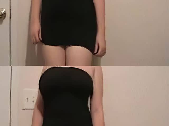 36 F tits Lateshay in see-through black mini skirt