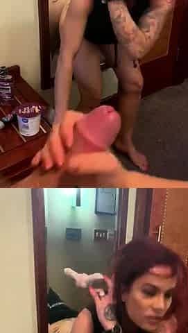 Redhead MILF gives an amateur bj before fucking