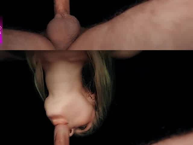 Very Slobbery Passionate Blowjob From a Hot Blonde. Um in Mouth. Bottom View