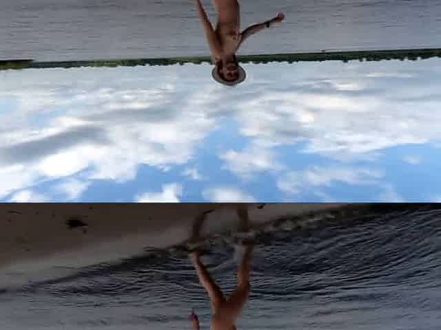 Exhibitionist Blonde Goes Nude on a River Beach