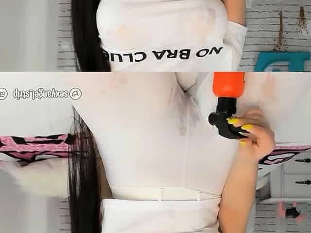 Wet T-shirt and yoga pants with a uber-sexy hefty culo and
