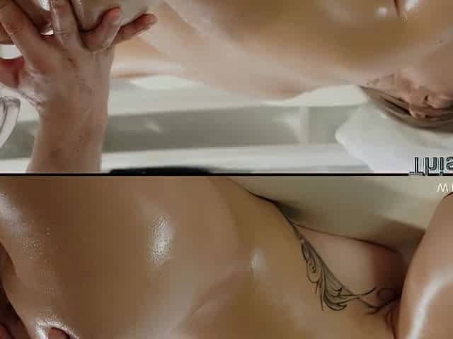 Hands Glide Over Her Glistening Body In advance of Fingers Tease Her From Behind