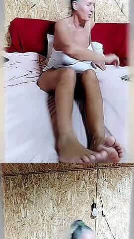 Hot Housewife Lukerya on a Large Bed