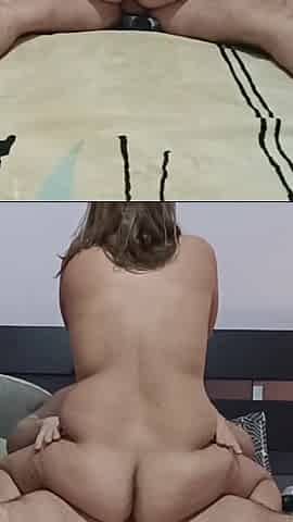 Wife Riding Until Take a Big Orgasm. Big Cumshot on Her Tits.