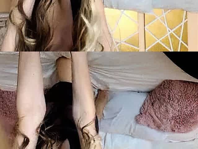Blonde teen with huge breast masturbating on webcam