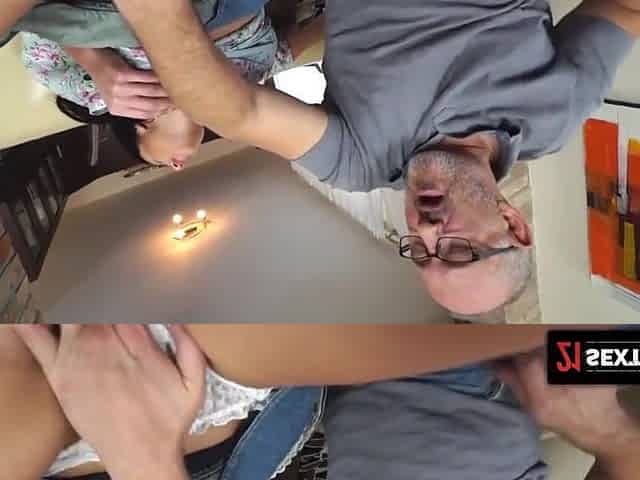 Natural Tit Cutie Takes Old Mans Cock For A Sexy Ride