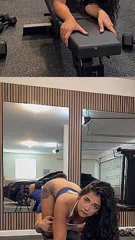 Venezuelan honey bangs in home gym