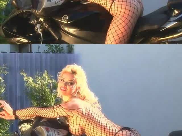 Blond Bombshell Caylian Curtis Is A Biker's Fantasy In Fishnet Solo Scene