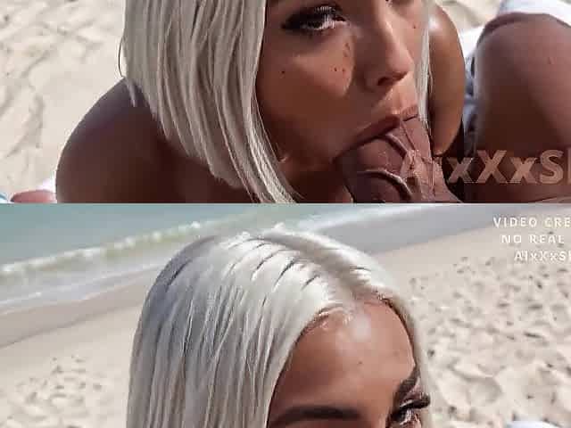 A Black girl has sex on the beach with a large ebony rod.(AI Generated)