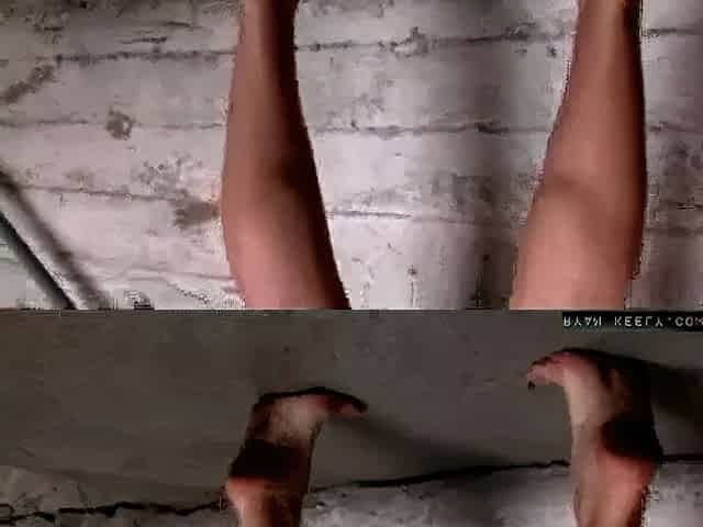 Exposing Her Stripped Feet in Pink Latex