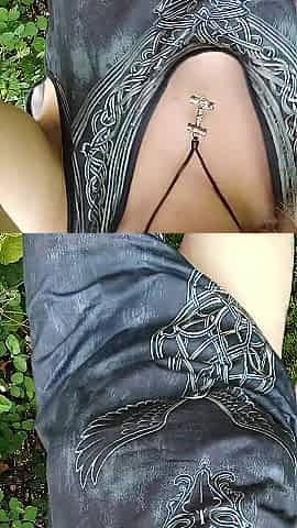 Viking Metal Lady peeing in public ?