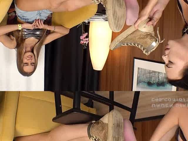 Under girls feet