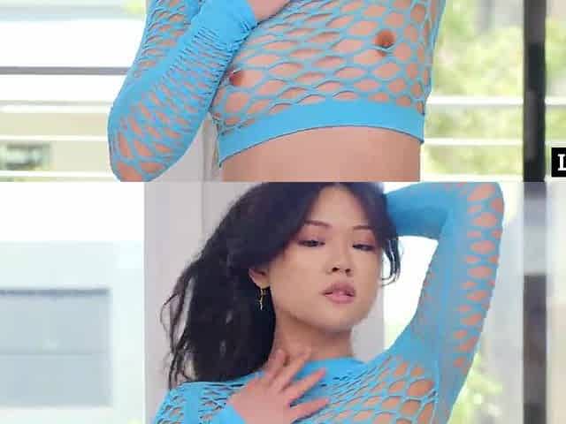 Oily Oriental Wench Rides Slippery Dong