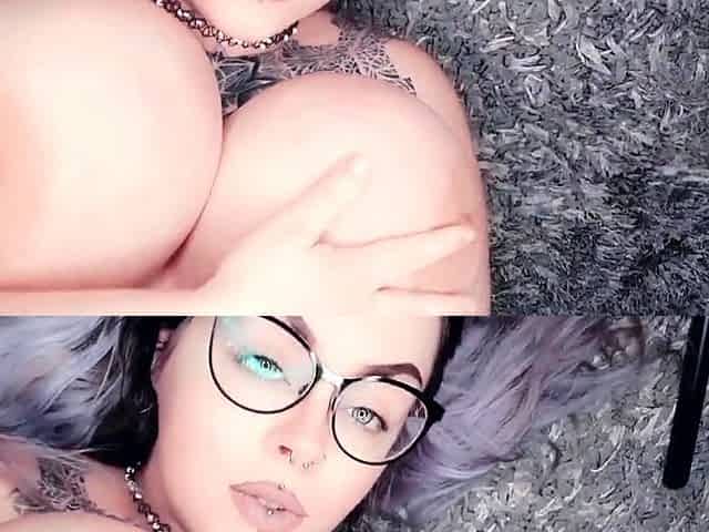 Busty curly brunette with big boobs fucks on couch