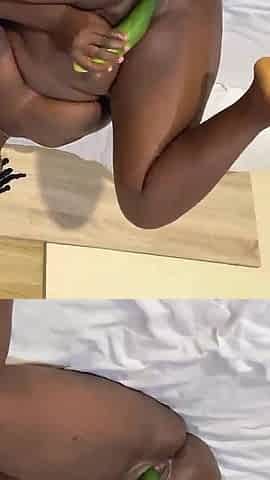 Huge Cucumber Solo Fuck and Masturbation by a Thick Nigerian Ebony Lesbian
