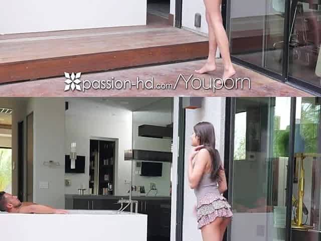 EXCITEMENT-HD Bathroom tub interruption bang and facial with brunette hair Adria Rae