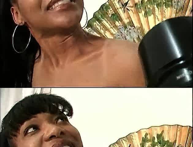 Pebbles curly black out of taking off her underclothing gets impaled on large ebony knob