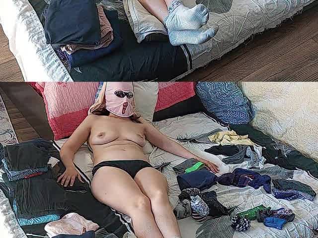 Foreplay in the bedroom with a pair of amateurs.