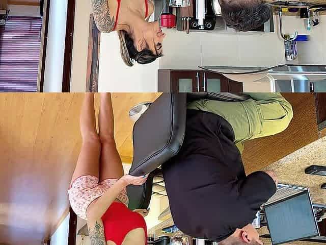 The wicked stepdaughter relieves her stepfather's stress by letting him screw her booty!