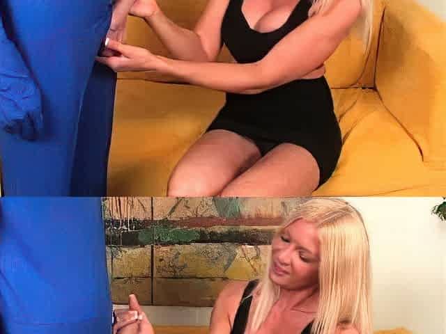 Blonde MILF Christina Skye is greeted by Mr. Penis. A
