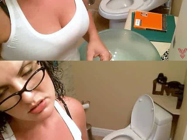 Bad schoolgirl bathroom smoking and pissing orgasm tease