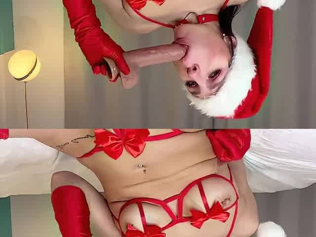 Snow Maiden Jumps on an Elastic Sextoy and Cums Several Times