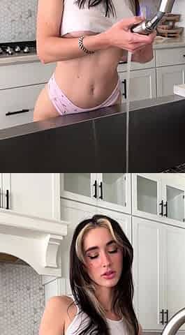 Petite small tit babe with perfect pussy masturbates