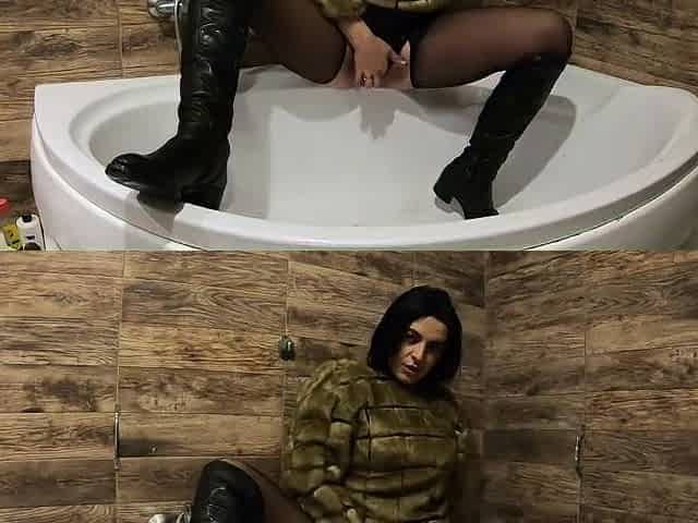 Furry Coat, Ripped Hose & Wicked Bathtub Pee Play