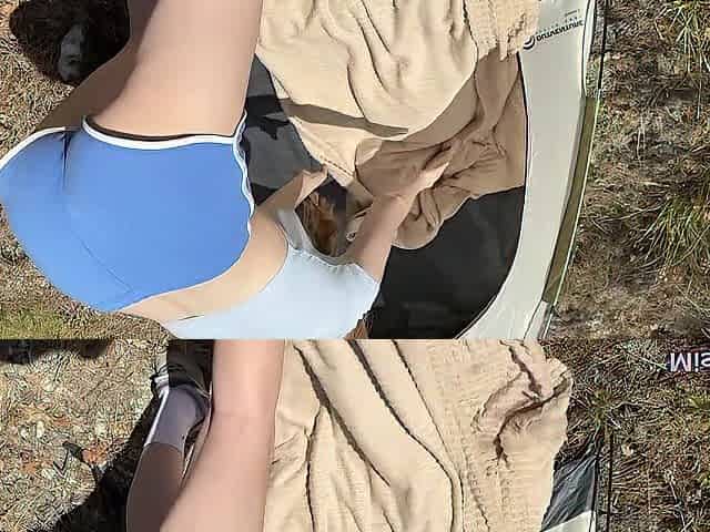 The Overnight in a Tent Ended with Coarse Banging in the Forest