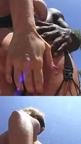 Busty blonde anally fucked from BBC dude outdoor and indoor
