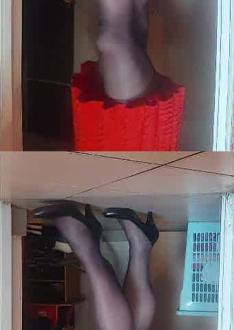Ebony hose and high heels