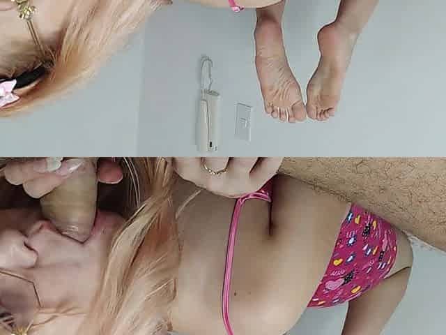 Super blow job, this cute blond actually love sucking weenies, full throat of jizz, 4K.