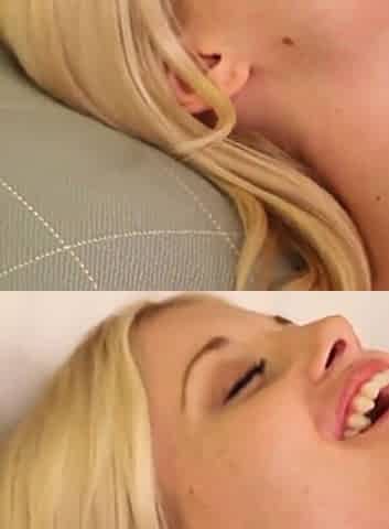 Blonde and brunette fuck each other in hotel room