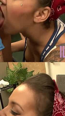 Tattooed artist seduced into a blowjob while tattooing him