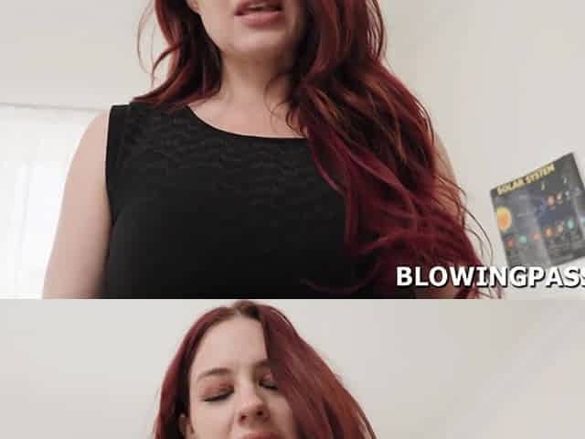 Redhead milf teacher motivating student by giving blowjob