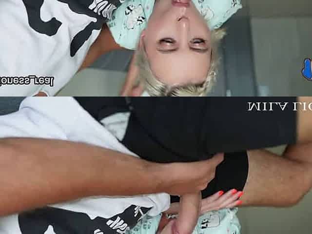 Loly lips stepsister gets muddy BJ with blue eyes, money-shot androle play. Horny white nymph in pajamas tears up thick cock, ex