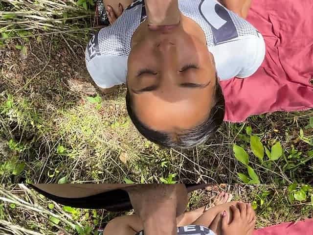 Fat whore begs for outdoor fuck and cumshot in mouth
