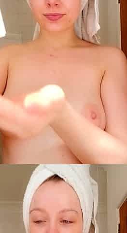 Curly Blonde Teen Records Solo Dildo Masturbation