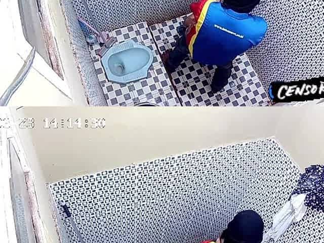 Recorded Camera in the Bathroom of Minimarket Clerk Doing Perverted Acts