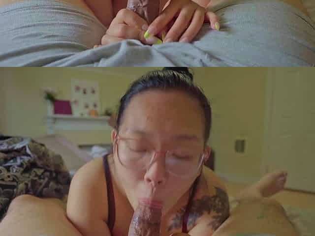 Amateur Blonde Blowjob handjob and cumshot