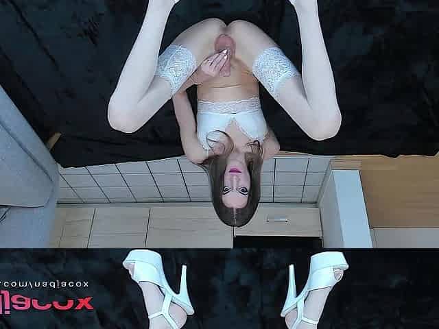 white slender angel filthy posing self facial cum in face