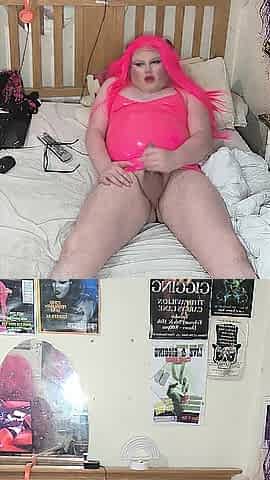 pink latex girly plays with her girly rod