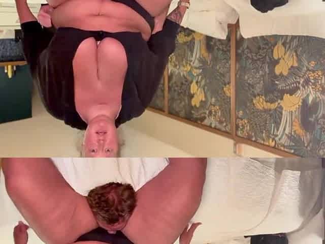 Face Ride big beautiful woman Veronica Jasmine rides chaps face with her fupa and constricted little anus