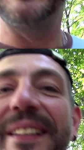 Sexy brunette loves hard threesome outdoor fuck