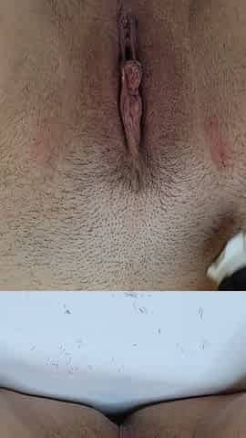 Shaving Hairy Tight Pussy Close up with Trimmer and Razor!