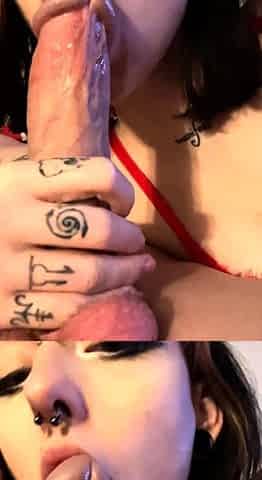 Hot POV homemade blowjob with brunette girlfriend