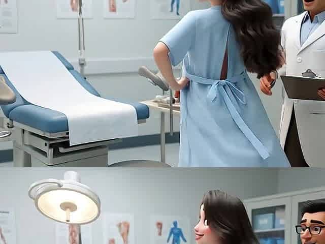 Curvy Brunette hair Woman Undergoes Professional Gynecological Investigation Whilst Totally Naked (AI generated)